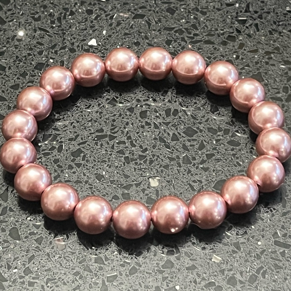 Purple Simulated faux pearls ladies statement, jewelry bracelet vintage QVC